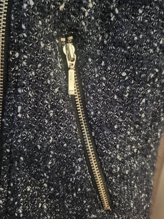 Tristan Mixed Media Tweed Moto Jacket - Black/Gray - Size M - Picture 2 of 6